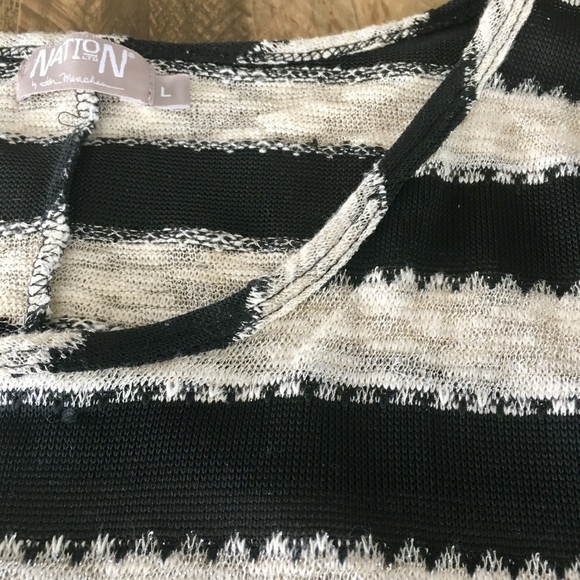 Nation LTD Black and Creme Striped Top - Picture 3 of 5